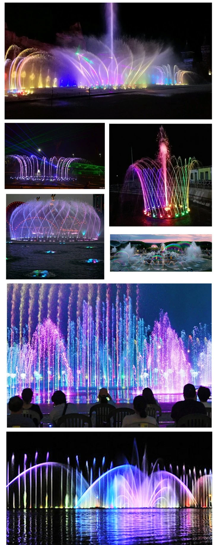 Manufacturer Supply Large Musical Dancing Fountain Stainless Steel Outdoor Colorful LED Water Fountain