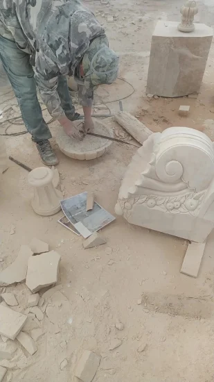 Egipto crema mármol piedra escultura fuente de agua jardín decorar fuente (SY-F028)