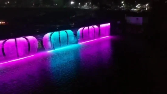 Cortina de agua digital de puente de fuente de música mágica al aire libre de acero inoxidable de diseño libre