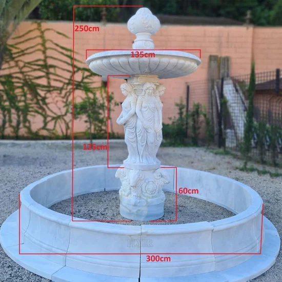 Gran oferta, fuente de agua de piedra de jardín, fuente de agua de piedra de mármol Natural con escultura de señora