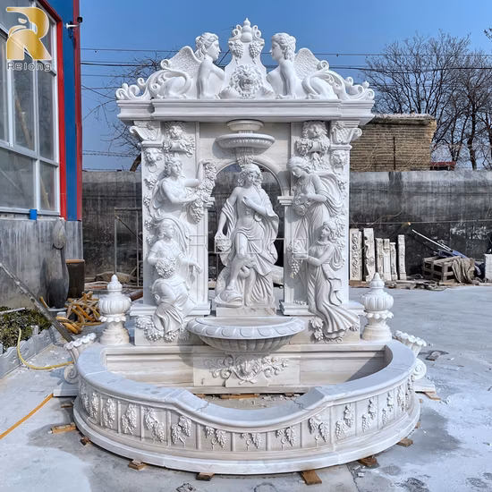 Fuente de la pared del ángel de mármol blanco natural del precio de fábrica para la decoración interior casera