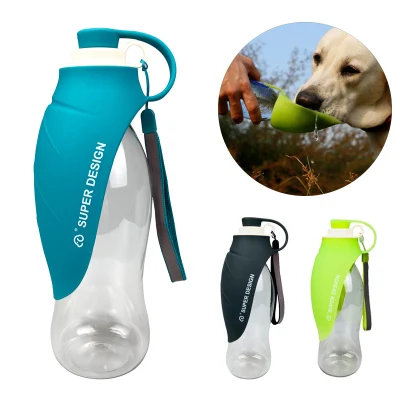 Botella de agua de viaje portátil para mascotas Fuente dispensadora de agua con forma de hoja para perros